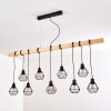 Suspension Barbengo Bois clair, Noir, 9 lumières