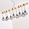 Suspension Barbengo Bois clair, Noir, 9 lumières