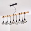 Suspension Barbengo Bois clair, Noir, 9 lumières