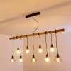 Suspension Barbengo Bois clair, Noir, 9 lumières