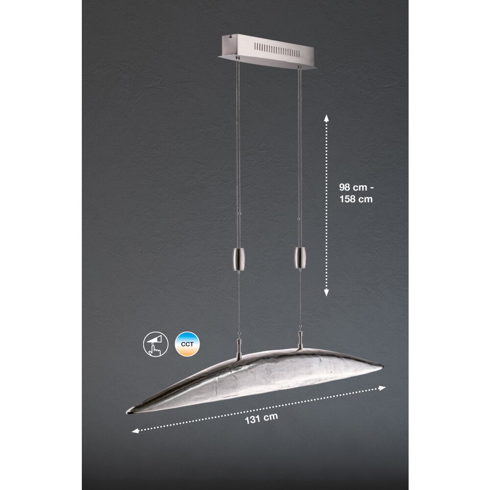 Suspension Fischer SHINE LED Nickel mat, 6 lumières