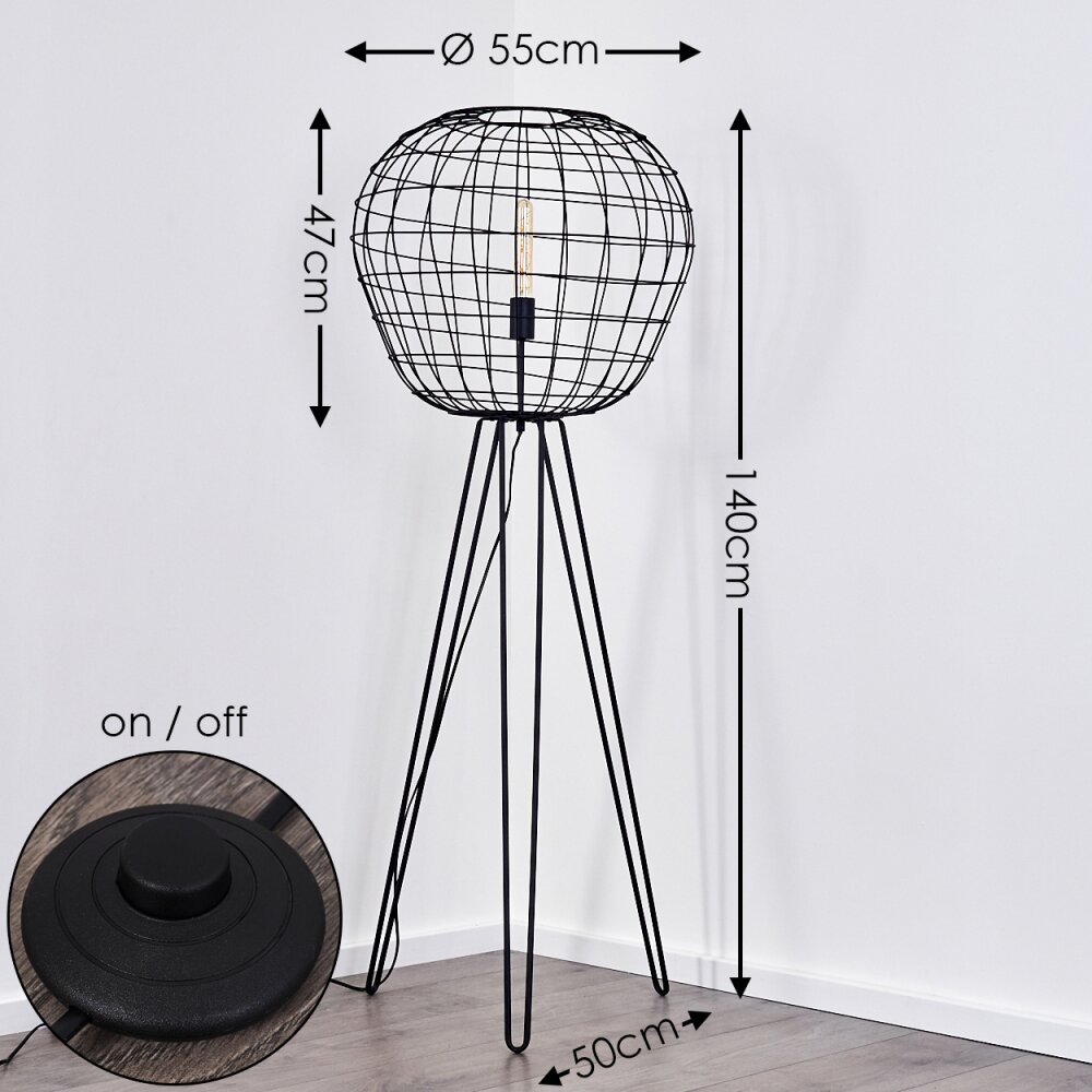 Lampadaire Flambeau Noir, 1 lumière