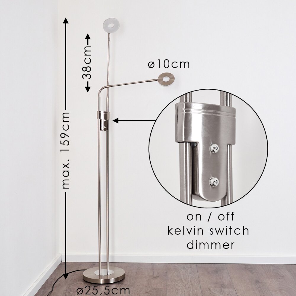 Lampadaire Gulkana LED Nickel mat, 2 lumières
