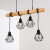 Suspension Barbengo Bois clair, Noir, 4 lumières