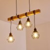 Suspension Barbengo Bois clair, Noir, 4 lumières