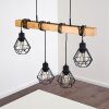 Suspension Barbengo Bois clair, Noir, 4 lumières