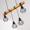 Suspension Barbengo Bois clair, Noir, 4 lumières