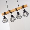 Suspension Barbengo Bois clair, Noir, 4 lumières