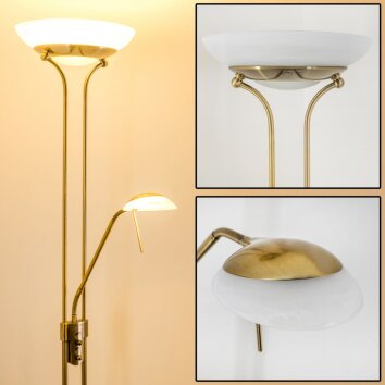 Lampadaire à vasque Biot LED Vieux laiton, 2 lumières