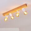 Plafonnier Barbengo Bois clair, Blanc, 4 lumières