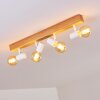 Plafonnier Barbengo Bois clair, Blanc, 4 lumières