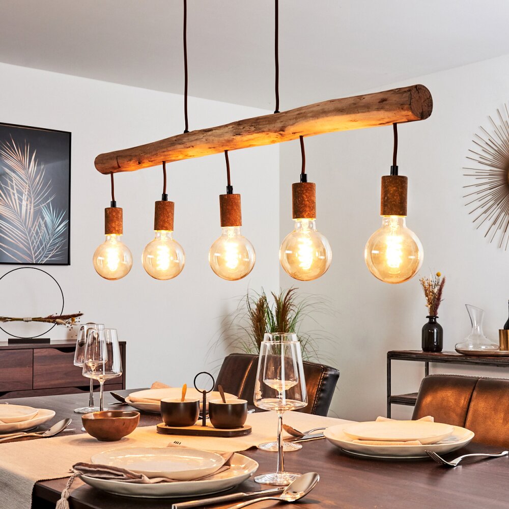 Suspension Gondo Brun, Rouille, 5 lumières