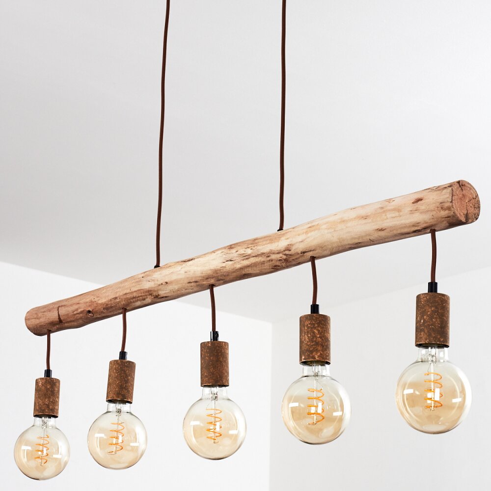 Suspension Gondo Brun, Rouille, 5 lumières