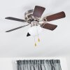 Ventilateur de plafond Trillo Gris, Bois clair, Nickel mat, 1 lumière